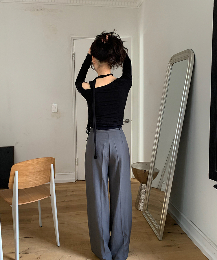 【ベルト付き】ロープラインスラックス GRAY