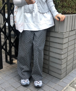 コットンパンツ スタードットコットンロングパンツ CHARCOAL
