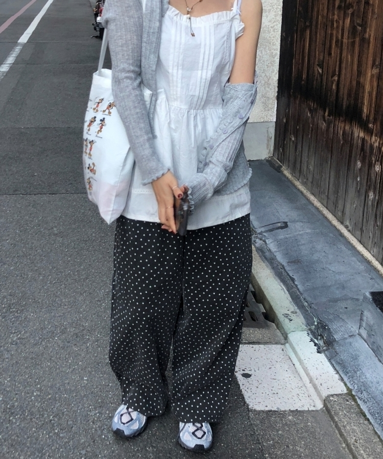 スタードットコットンロングパンツ CHARCOAL