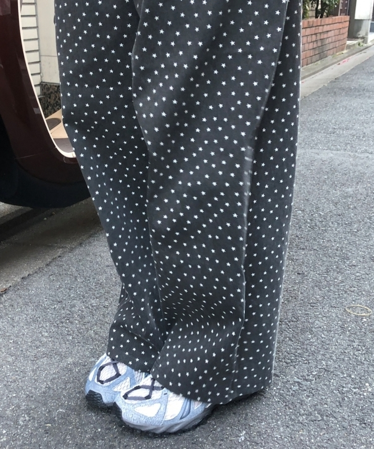 スタードットコットンロングパンツ CHARCOAL