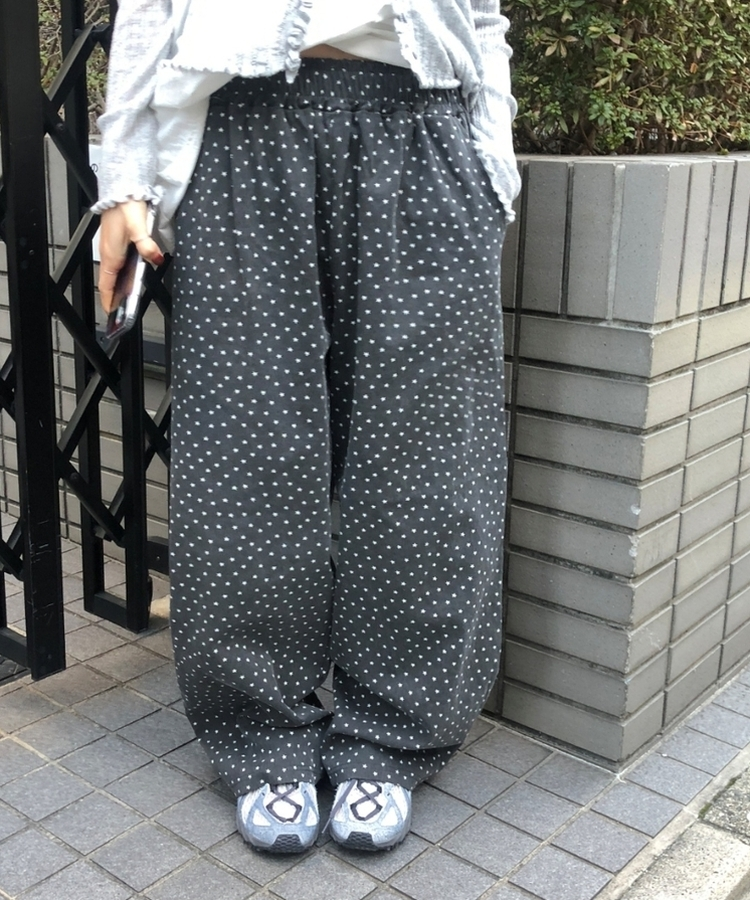 コットンパンツ スタードットコットンロングパンツ CHARCOAL