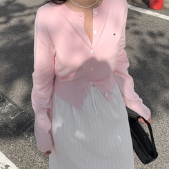 ロングワンピース リボンスモークロングワンピース IVORY
