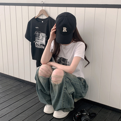 半袖Tシャツ アンバランスクロップ半袖Tシャツ WHITE