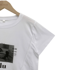 半袖Tシャツ アンバランスクロップ半袖Tシャツ