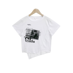 半袖Tシャツ アンバランスクロップ半袖Tシャツ