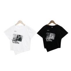 半袖Tシャツ アンバランスクロップ半袖Tシャツ