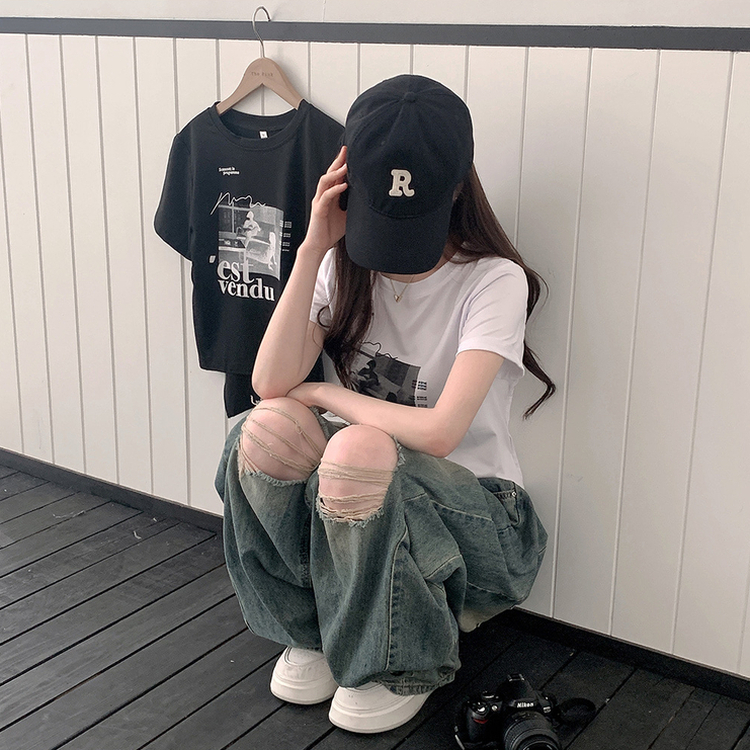 アンバランスクロップ半袖Tシャツ WHITE