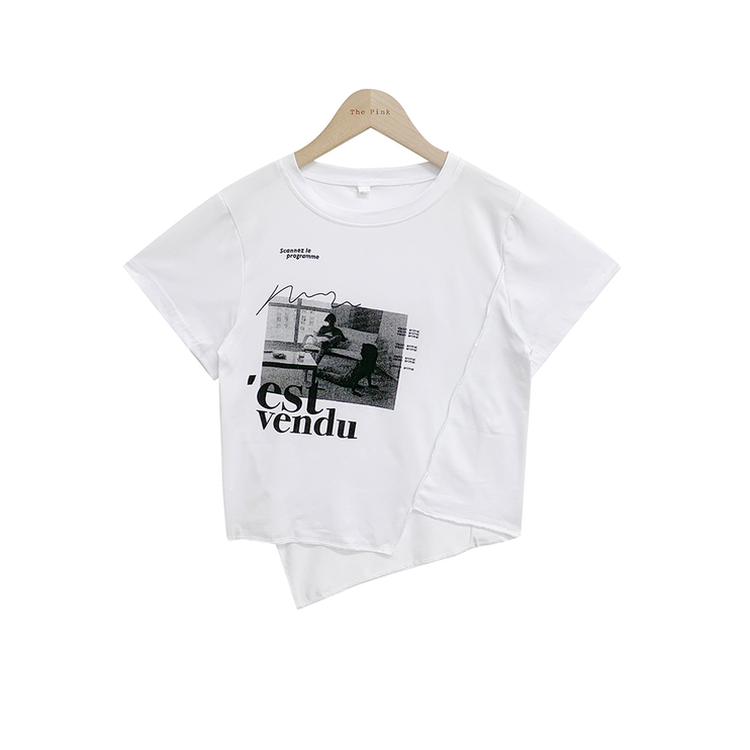 アンバランスクロップ半袖Tシャツ