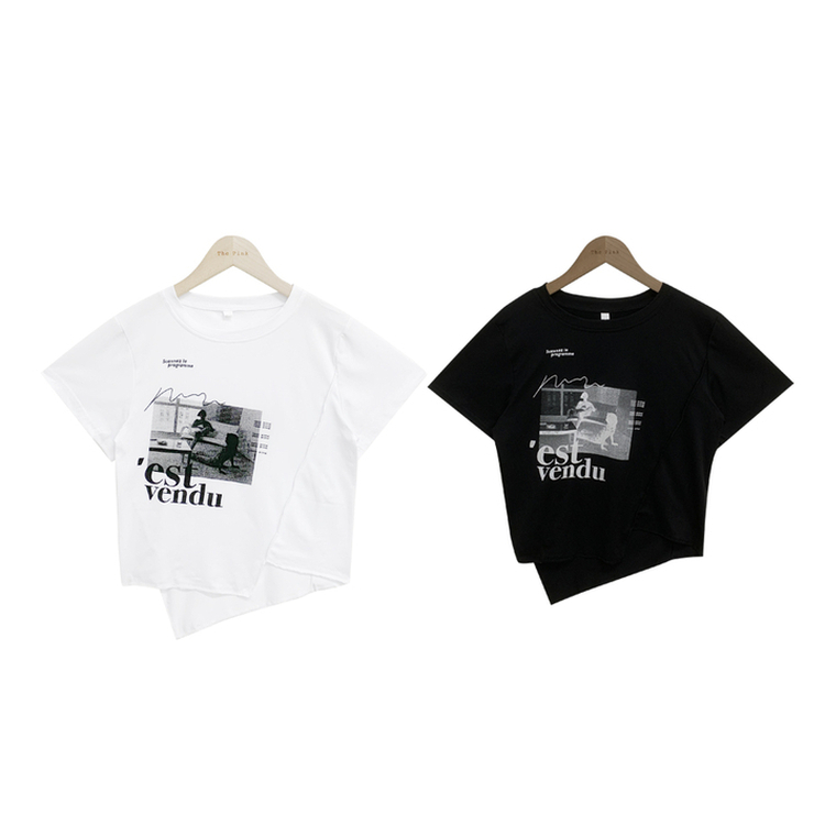 アンバランスクロップ半袖Tシャツ