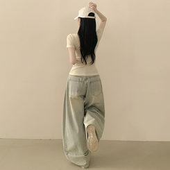 [필수템/인생반팔티] 기본 베이직 무지 라운드넥 데일리 세미크롭 슬림핏 유넥 반팔티셔츠 연베이지