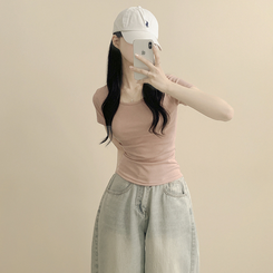 [필수템/인생반팔티] 기본 베이직 무지 라운드넥 데일리 세미크롭 슬림핏 유넥 반팔티셔츠 핑크
