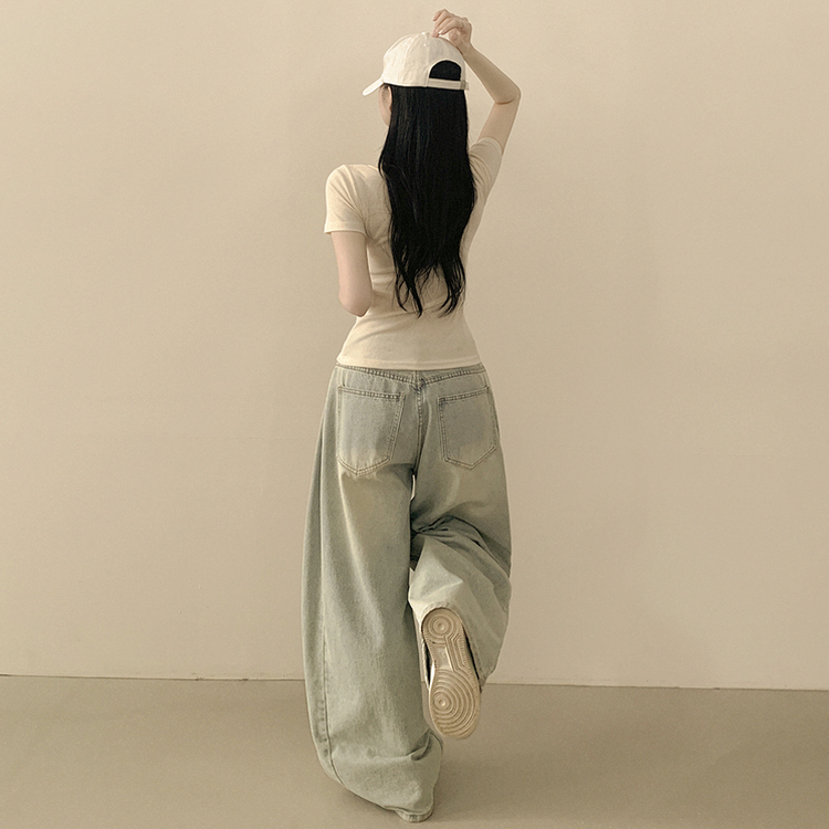[필수템/인생반팔티] 기본 베이직 무지 라운드넥 데일리 세미크롭 슬림핏 유넥 반팔티셔츠 연베이지