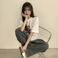 半袖Tシャツ カジュアルレタリング半袖Tシャツ WHITE
