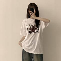 半袖Tシャツ カジュアルレタリング半袖Tシャツ WHITE