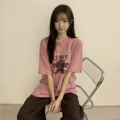 半袖Tシャツ カジュアルレタリング半袖Tシャツ PINK