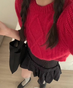 ミニスカート バルーンドットスカート BLACK