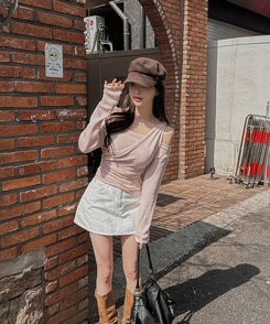 ステッチコットンスカートパンツ WHITE