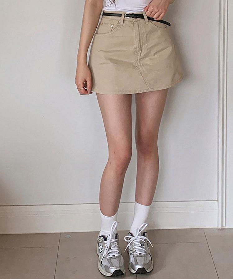 ステッチコットンスカートパンツ LIGHT BEIGE