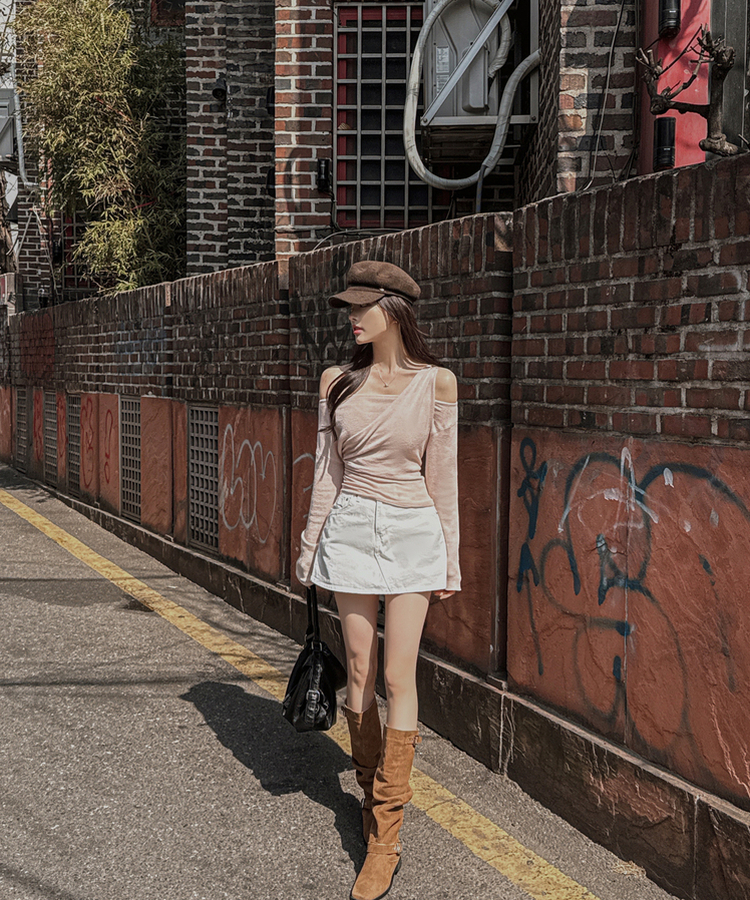 ステッチコットンスカートパンツ WHITE