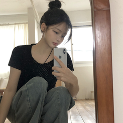 [요청폭주!땡땡반팔ver]일체형 레이어드 도트 땡땡이 썸머 반팔 가디건 3color 블랙