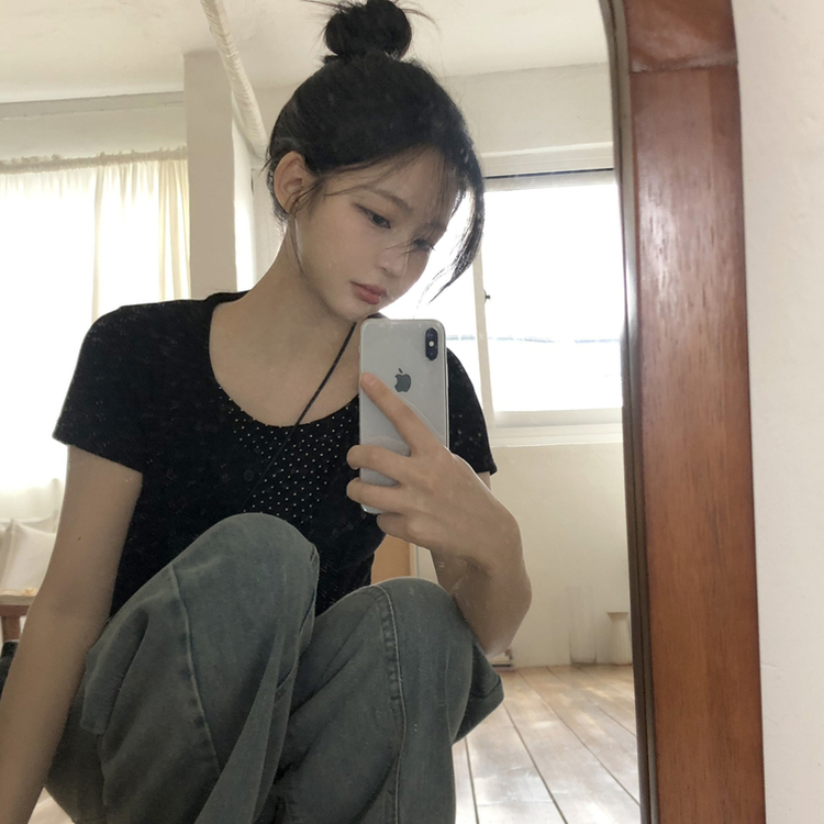 [요청폭주!땡땡반팔ver]일체형 레이어드 도트 땡땡이 썸머 반팔 가디건 3color 블랙