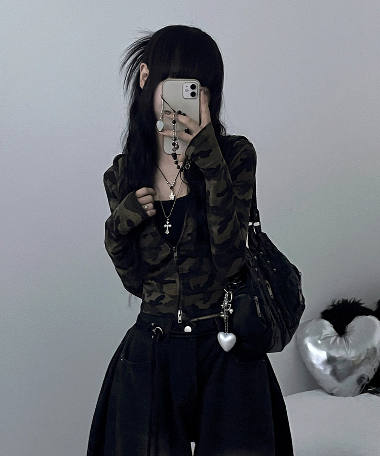 카모투웨이워머슬림핏크롭후드집업 카키