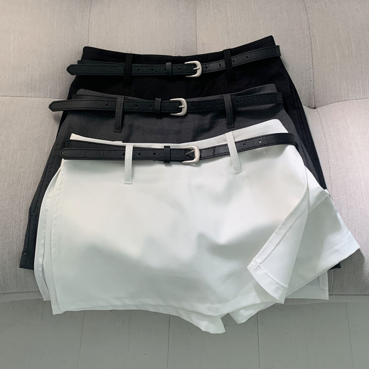 【ベルト付き】サイドスリットミニスカートパンツ