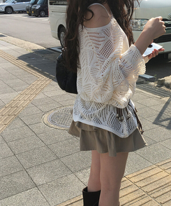 【ベルト付き】【ベルト付き】ヒッピーネットニット キャミソール BEIGE