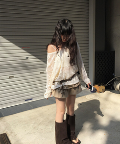 【ベルト付き】【ベルト付き】ヒッピーネットニット キャミソール BEIGE