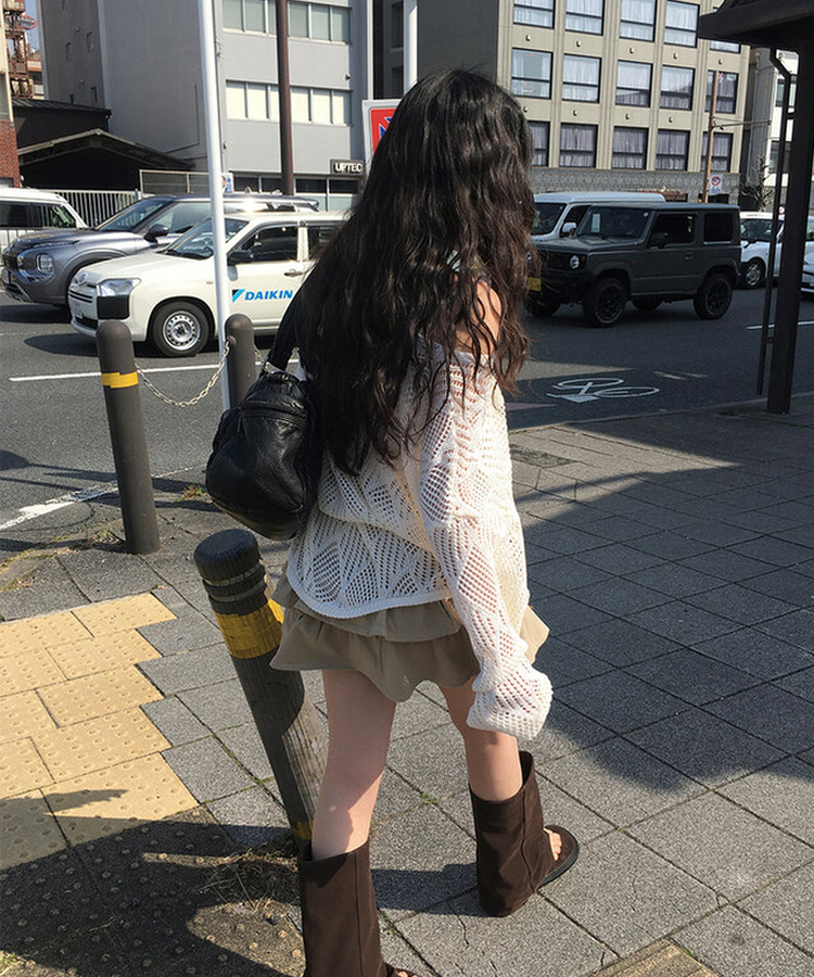 【ベルト付き】【ベルト付き】ヒッピーネットニット キャミソール BEIGE