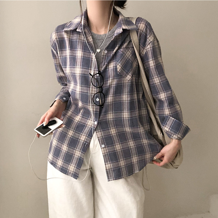 토리 체크 오버핏 셔츠 남방 소라