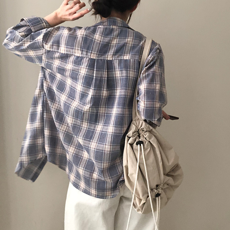 토리 체크 오버핏 셔츠 남방 소라