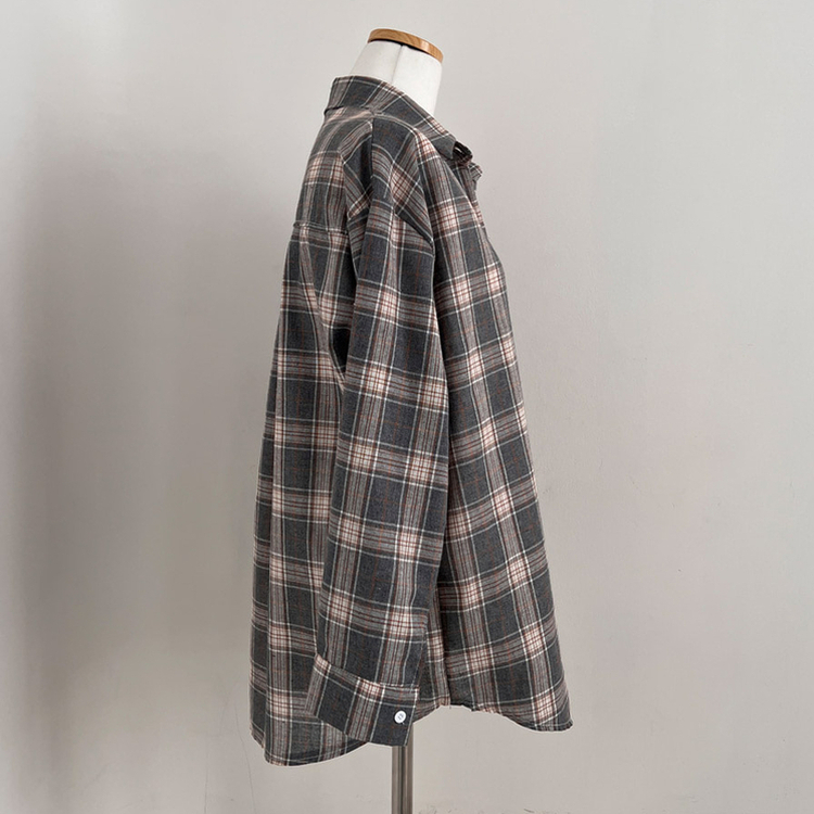 토리 체크 오버핏 셔츠 남방