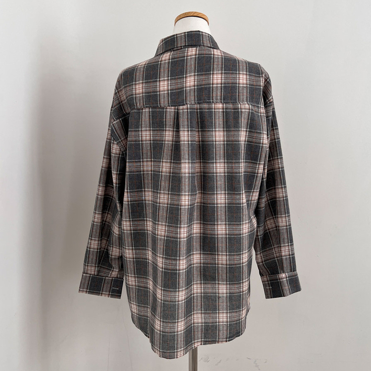 토리 체크 오버핏 셔츠 남방