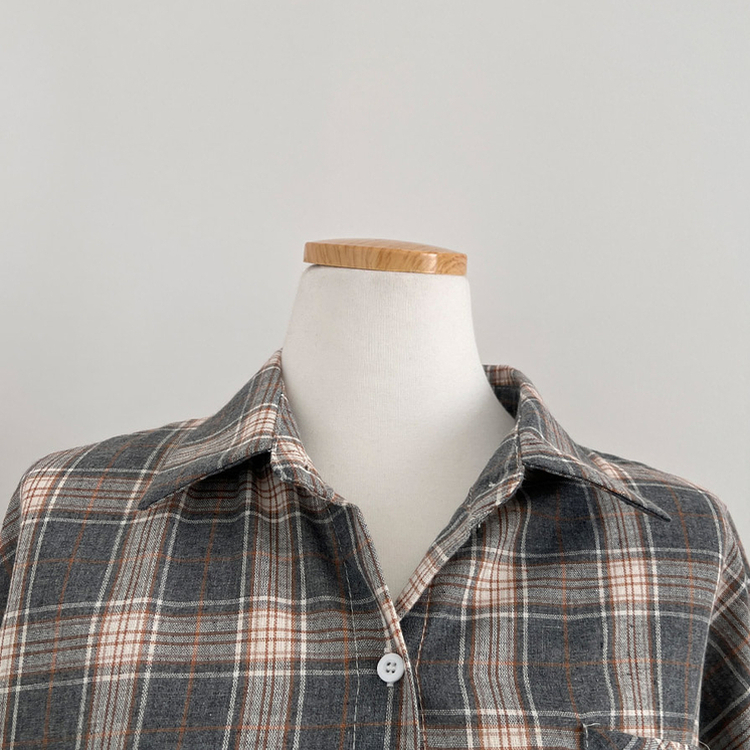 토리 체크 오버핏 셔츠 남방