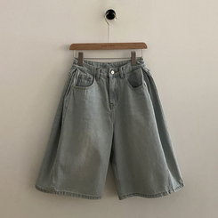 【丈別】ピンタックバミューダデニムパンツ(5color)