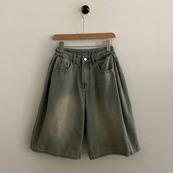 【丈別】ピンタックバミューダデニムパンツ(5color)