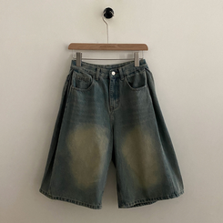 【丈別】ピンタックバミューダデニムパンツ(5color)