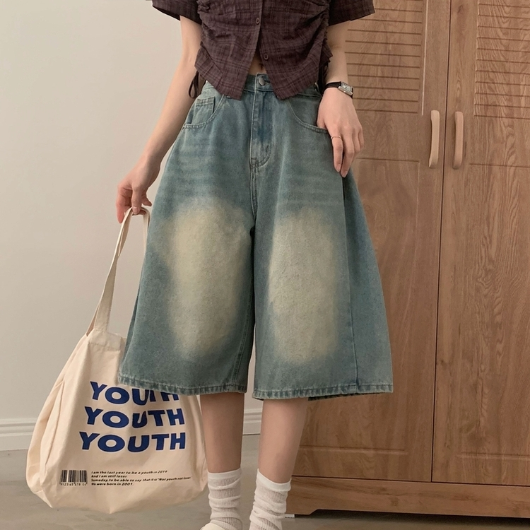 【丈別】ピンタックバミューダデニムパンツ(5color) BLUE