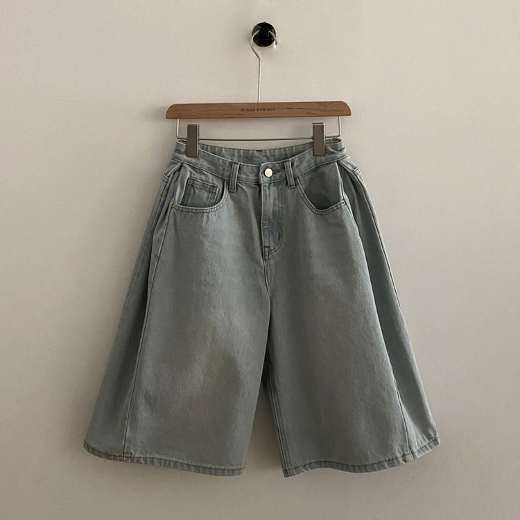 【丈別】ピンタックバミューダデニムパンツ(5color)