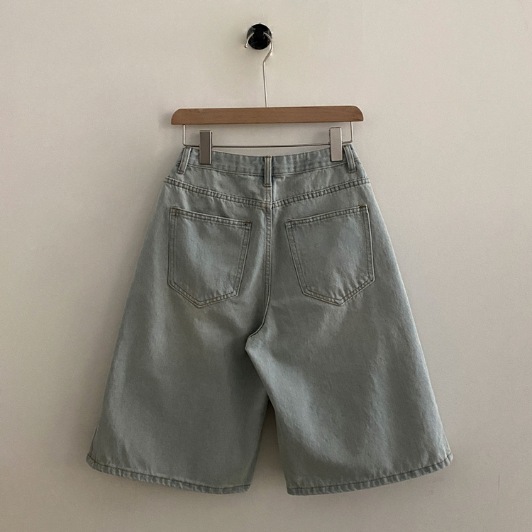 【丈別】ピンタックバミューダデニムパンツ(5color)