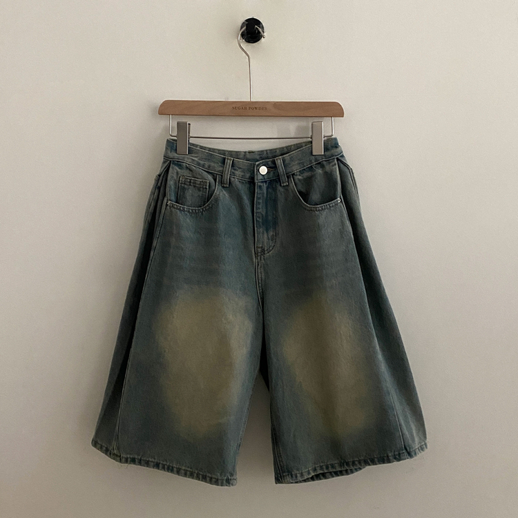 【丈別】ピンタックバミューダデニムパンツ(5color)