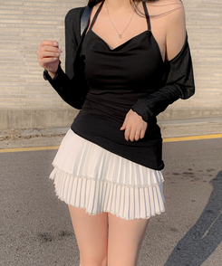 ノースリーブ ホルタースリムキャミソール BLACK