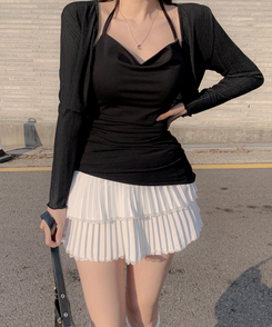ノースリーブ ホルタースリムキャミソール BLACK