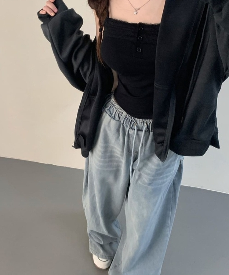 シンプルフードジップアップ CHARCOAL