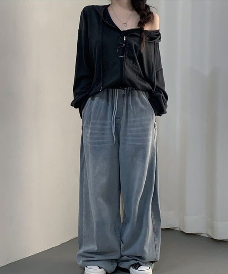 シンプルフードジップアップ CHARCOAL