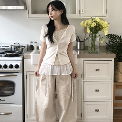 レイヤードラップティアードミニスカート WHITE