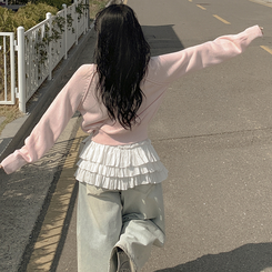 ペンダントワッペンニットカーディガン(6color) PINK