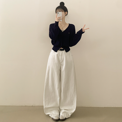 ペンダントワッペンニットカーディガン(6color) DARK BLUE