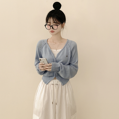 ペンダントワッペンニットカーディガン(6color) SKY BLUE